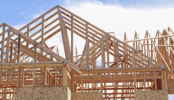 Stock photo of ruff trusses during construction